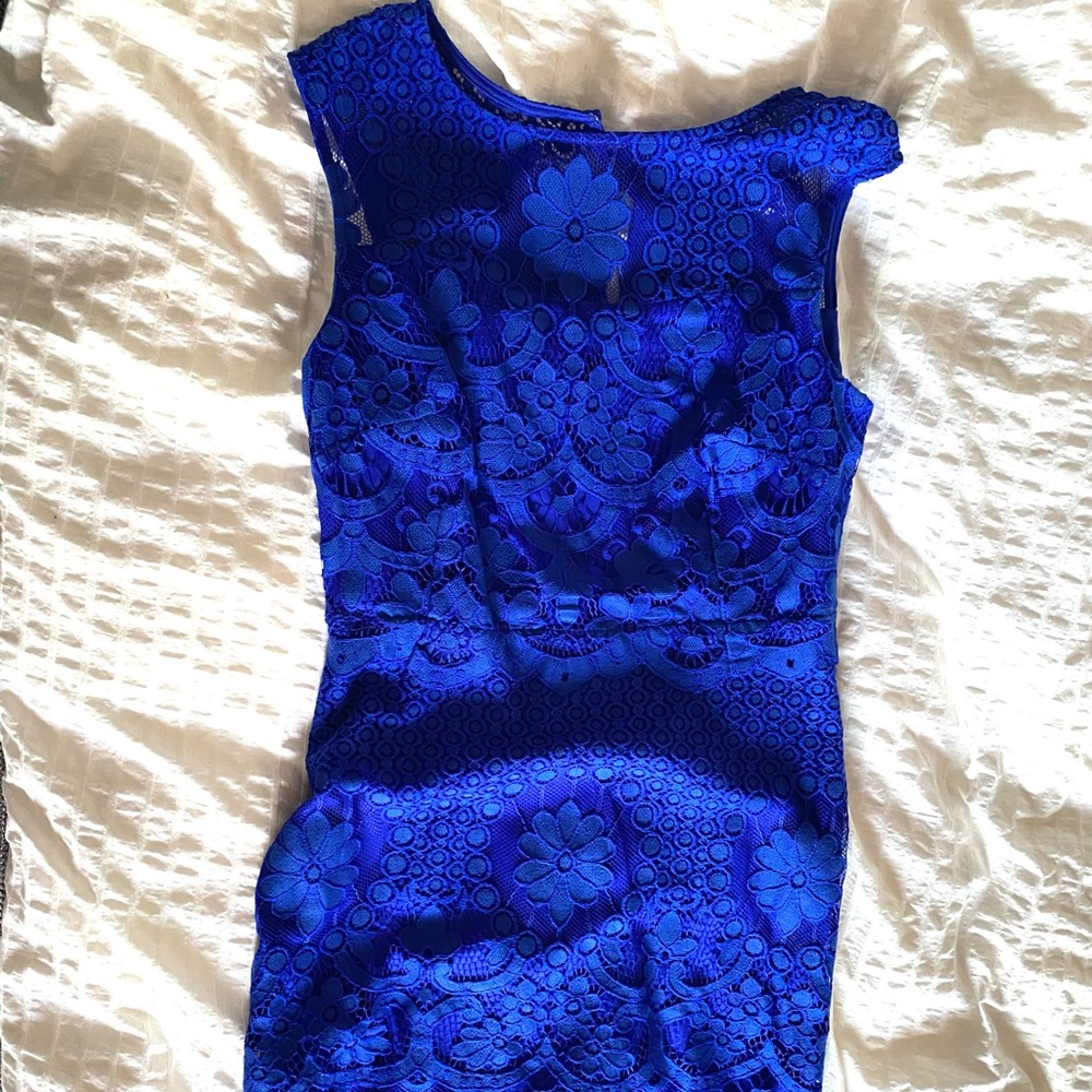 Vibrant blue lace dress